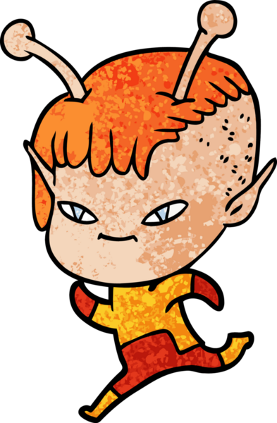 Bir insan tarafından çizilmiş sevimli uzaylı kız çizgi filmi.