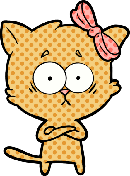 Bir insan tarafından çizilmiş çizgi film kedisi.