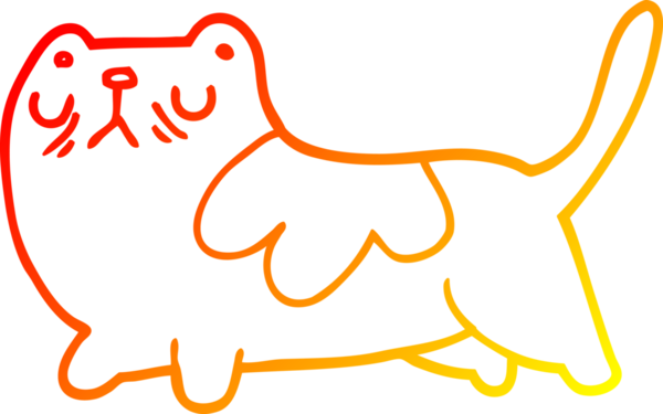 Bir insan tarafından çizilmiş çizgi film kedisinin sıcak çizgi çizimi