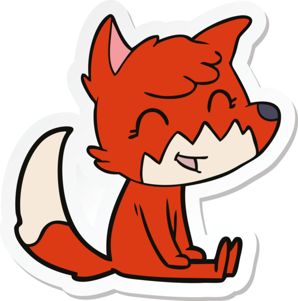 Bir insan tarafından çizilmiş mutlu bir tilkinin çıkartması.