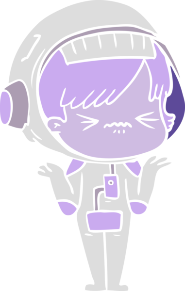 Bir insan tarafından çizilmiş düz renk çizgi film kızı.