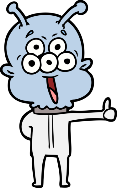 Bir insan tarafından çizilmiş mutlu bir uzaylı çizgi filmi.