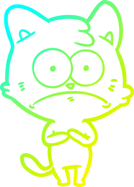 İnsan tarafından çizilmiş bir çizgi film çizimi. Sinirli bir kedi.