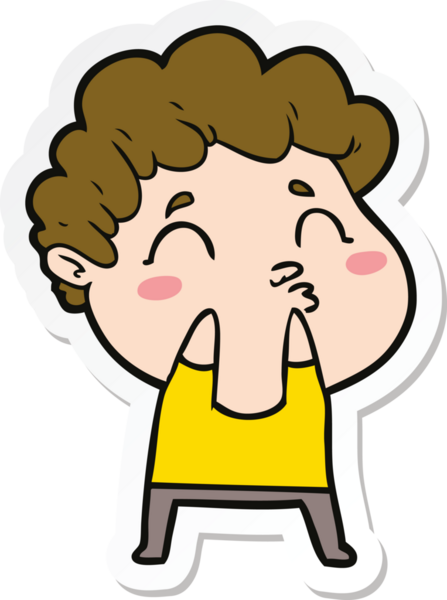 Bir insan tarafından çizilmiş karikatür adamın çıkartması.