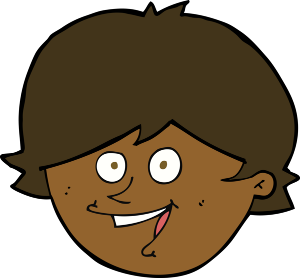 Bir insan tarafından çizilmiş mutlu çocuk yüzü.