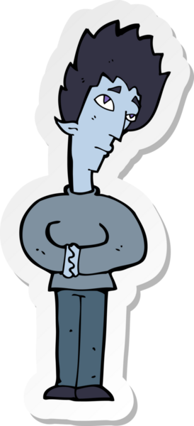 Bir insan tarafından çizilmiş meraklı bir vampirin çıkartması.