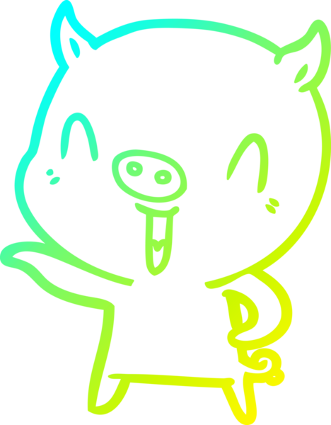 Bir insan tarafından çizilmiş mutlu çizgi film domuzu çizimi.