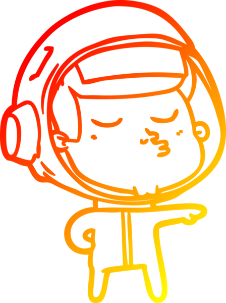 Bir insan tarafından çizilmiş kendinden emin bir astronotun sıcak çizgi çizimi