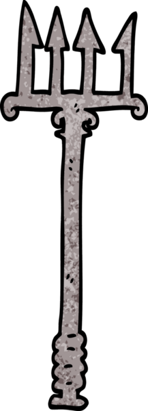 Bir insan tarafından çizilmiş üç çatallı mızrak.