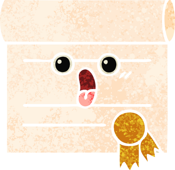 Bir insan tarafından çizilmiş bir sertifikanın retro illüstrasyon tarzı karikatürü