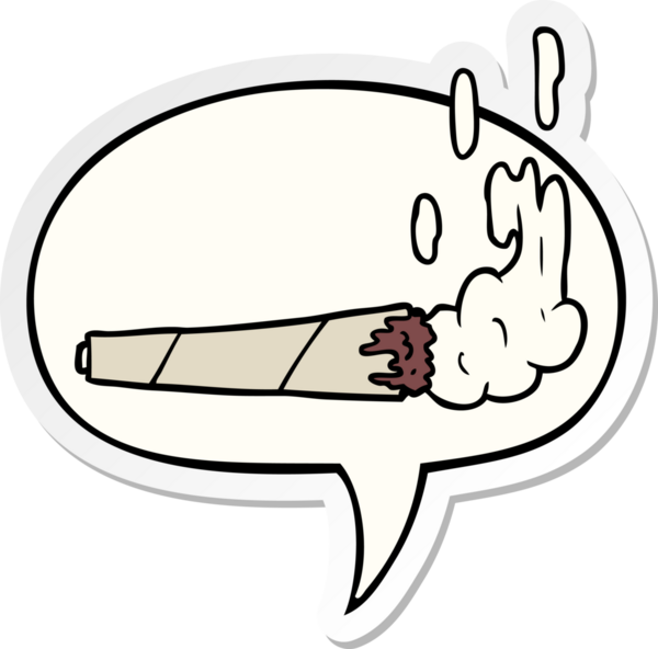 bir insan tarafından çizilmiş konuşma kabarcığı yapıştırmalı marihuana eklemli çizgi film