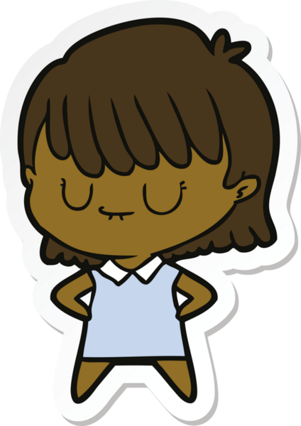 Bir insan tarafından çizilmiş bir karikatür kadının çıkartması.