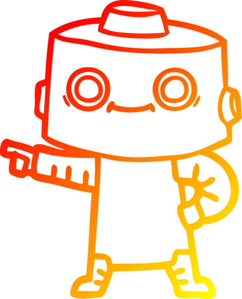 Bir insan tarafından çizilen çizgi film robotunun sıcak çizgi çizimi