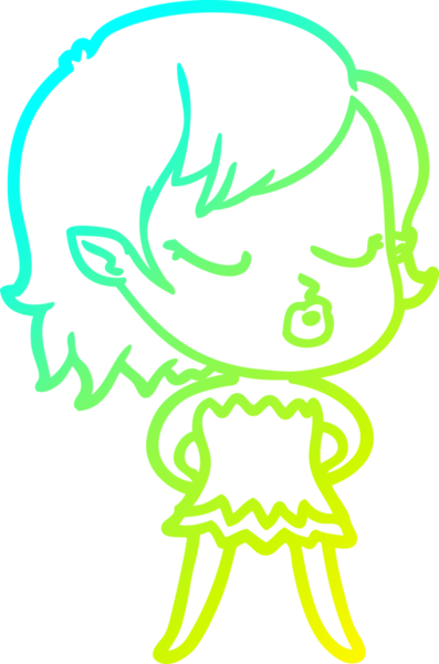 Soğuk gradyan çizgisi, bir insan tarafından çizilmiş şirin bir vampir kız çizgi filmi.