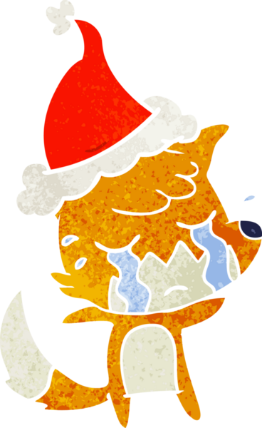 Ağlayan tilki eli, bir insan tarafından çizilmiş Noel Baba şapkasının retro çizimi.