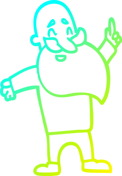 Bir insan tarafından çizilmiş sakallı bir karikatür çizimi.