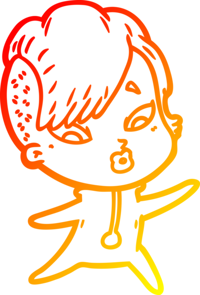 Bir çizgi film çizimi, bilim kurgu giysileri içindeki bir kızın bir insan tarafından çizilmesine şaşırdı.