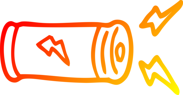 Bir insan tarafından çizilmiş karikatür elektrik bataryasının sıcak gradyan çizimi