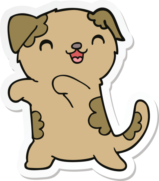 Bir insan tarafından çizilmiş şirin bir köpek yavrusunun çıkartması.