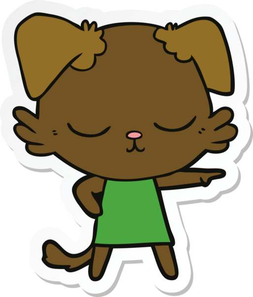 Bir insan tarafından çizilmiş şirin bir köpeğin çıkartması.