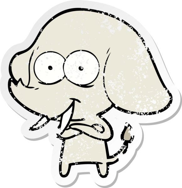 Bir insan tarafından çizilmiş mutlu bir filin sıkıntılı çıkartması.