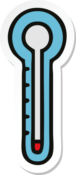 Bir insan tarafından çizilmiş şirin bir karikatür cam termometresinin çıkartması.