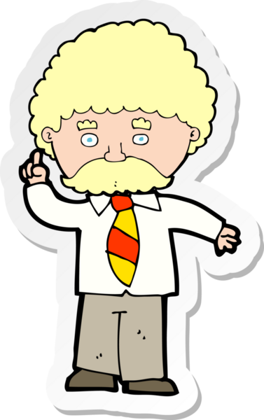 Bir insan tarafından çizilmiş bir çizgi film öğretmeninin çıkartması.