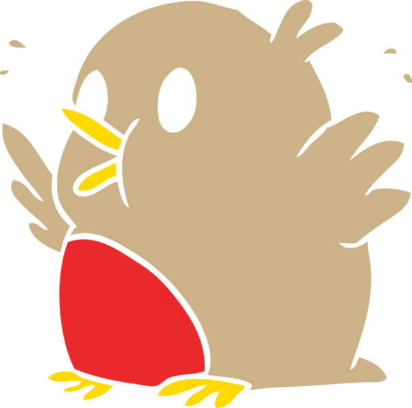 Düz renkli çizgi film, bir insan tarafından çizilen Robin 'i heyecanlandırdı.