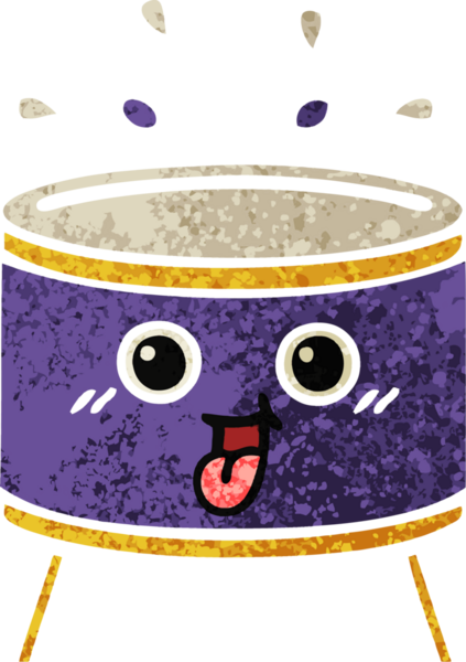 Bir insan tarafından çizilmiş davulun retro çizim tarzı karikatürü