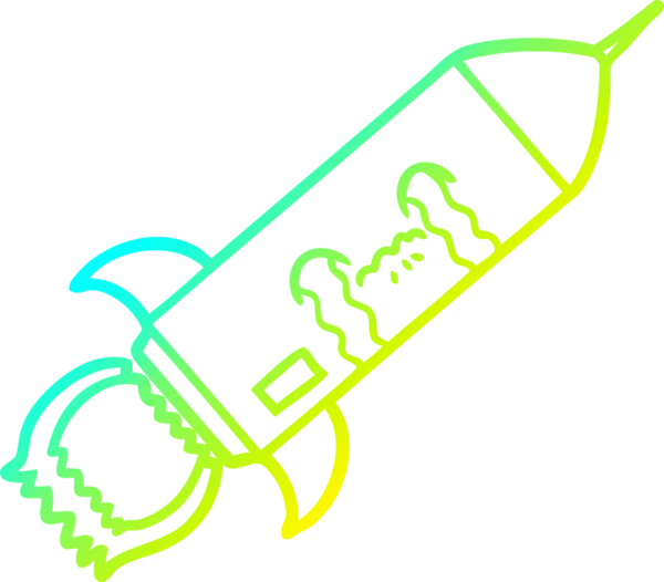 Bir insan tarafından çizilmiş ağlayan roketin soğuk gradyan çizgisi