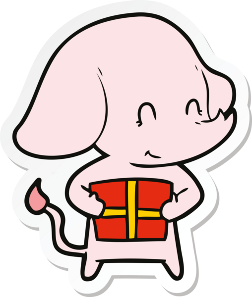 Bir insan tarafından çizilmiş şirin bir filin çıkartması.