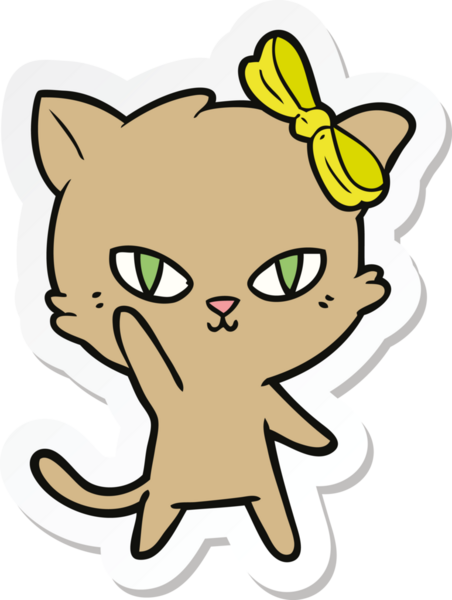 Bir insan tarafından çizilmiş şirin bir çizgi film kedisinin çıkartması.