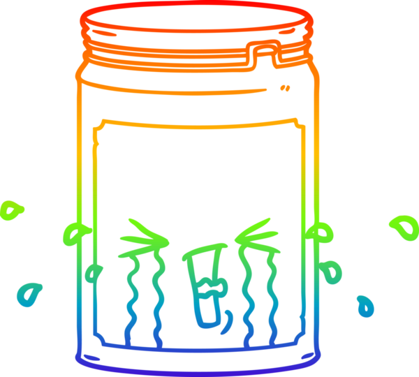 gökkuşağı gradyan çizgi çizimi bir insan tarafından çizilmiş cam bir kavanoz