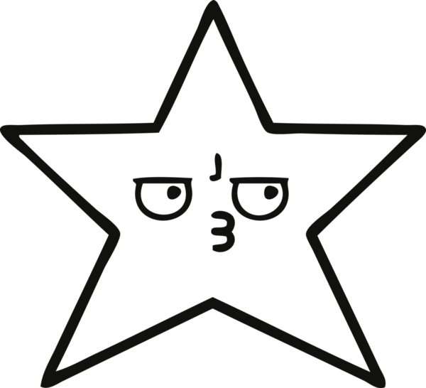 Bir insan tarafından çizilmiş yıldız balığının çizgi çizimi