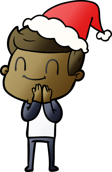 Bir insan tarafından çizilmiş, dost canlısı, Noel Baba şapkalı bir adamın gradyan çizimi.