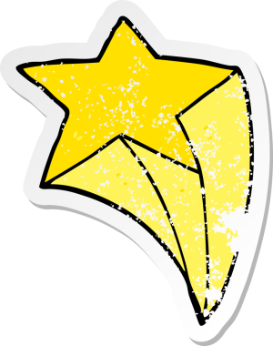 Bir insan tarafından çizilmiş bir çizgi film yıldızının sıkıntılı çıkartması.