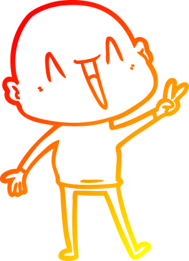 Bir insan tarafından çizilmiş mutlu, kel bir adamın sıcak çizgi çizimi.