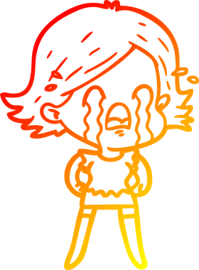 Bir insan tarafından çizilmiş, ağlayan bir çizgi kadın çizimi.