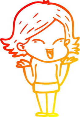 Bir insan tarafından çizilmiş mutlu bir çizgi film kızı çizimi