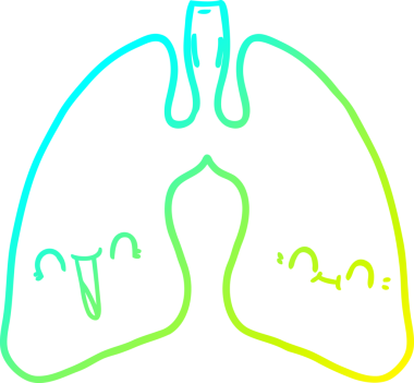 Bir insanın çizdiği karikatür akciğerlerinin soğuk gradyan çizgisi.