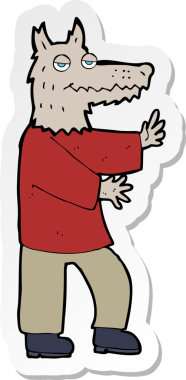 Bir insan tarafından çizilmiş bir kurt adamın çıkartması.