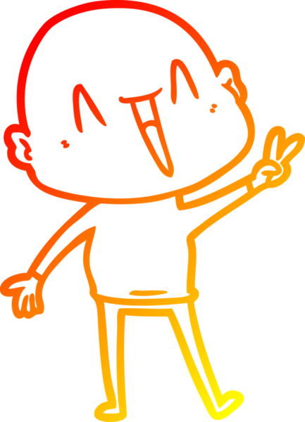 Bir insan tarafından çizilmiş mutlu, kel bir adamın sıcak çizgi çizimi.