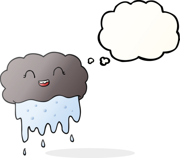 Bir insan tarafından çizilmiş serbest çizim düşünce kabarcığı yağmur bulutu