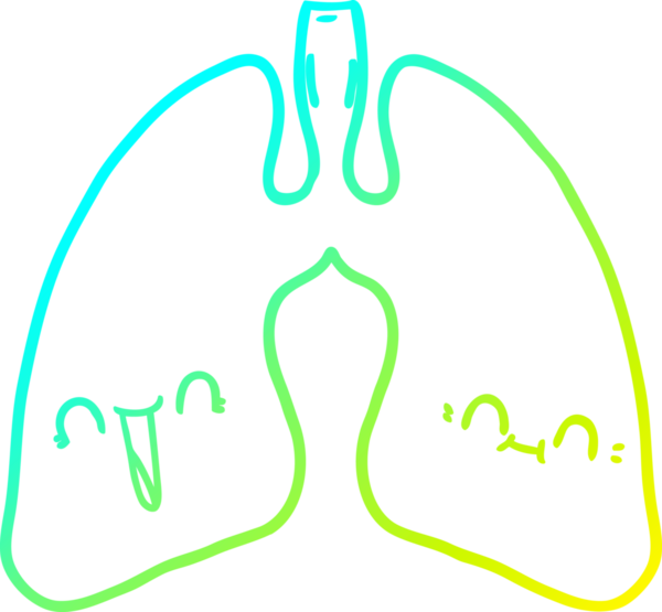 Bir insanın çizdiği karikatür akciğerlerinin soğuk gradyan çizgisi.