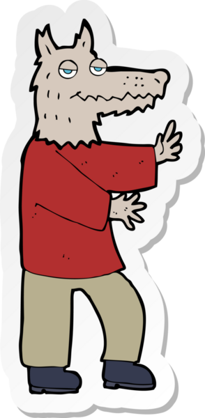 Bir insan tarafından çizilmiş bir kurt adamın çıkartması.