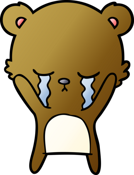 Bir insan tarafından çizilmiş ağlayan ayı karikatürü.