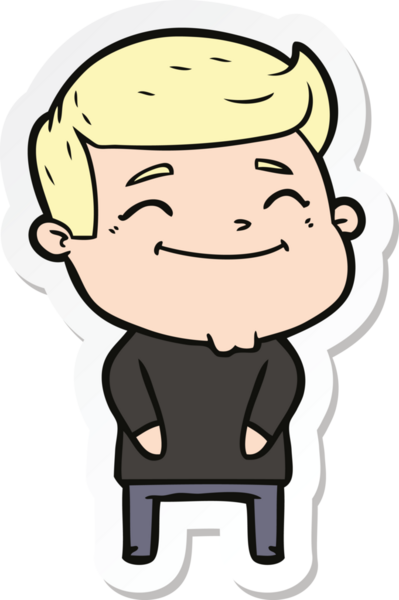 Bir insan tarafından çizilmiş mutlu bir çizgi film karakterinin çıkartması.