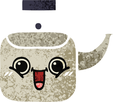 Bir insan tarafından çizilmiş bir çaydanlığın retro çizim tarzı karikatürü