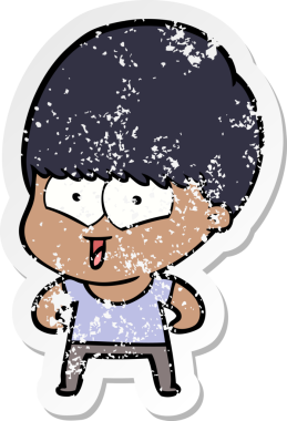 Bir insan tarafından çizilmiş mutlu bir çocuğun sıkıntılı çıkartması.