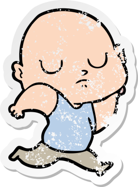 Bir insan tarafından çizilmiş kel bir adamın sıkıntılı çıkartması.